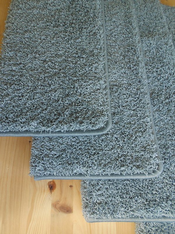 15er Set Stufenmatten Hochflor Shag in grau eckig Poodle 1400